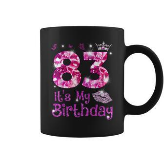 Vintage Happy 83 It's My Birthday Crown Lips 83Rd Birthday Coffee Mug - Seseable
