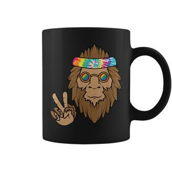 Vintage Hippie Tie Dye Peace Sign Symbol Sasquatch Bigfoot Coffee Mug - Monsterry DE