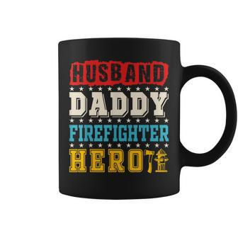 Vintage Husband Daddy Firefighter Hero Father's Day Job Coffee Mug - Monsterry AU