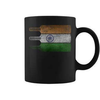 Vintage Indian Cricket Lover Print Swaraj Tiranga India Flag Coffee Mug - Monsterry DE