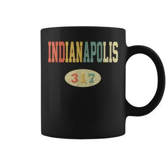 Vintage Indianapolis Area Code 317 Retro Color Coffee Mug - Monsterry DE