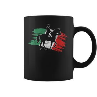 Vintage Italian Italy Flag Horse Jumping Equestrian Coffee Mug - Monsterry