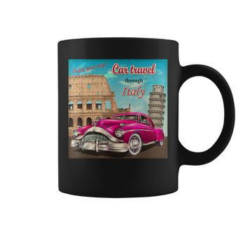 Vintage Italy Cars Travel Colosseum Leaning Tower Of Pisa Coffee Mug - Monsterry DE