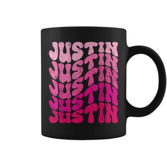 Vintage Justin Personalized Name I Love Justin Groovy Coffee Mug - Seseable