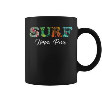 Vintage Lima Peru Surfer Beach Lover Surfing Ride The Waves Coffee Mug - Monsterry CA