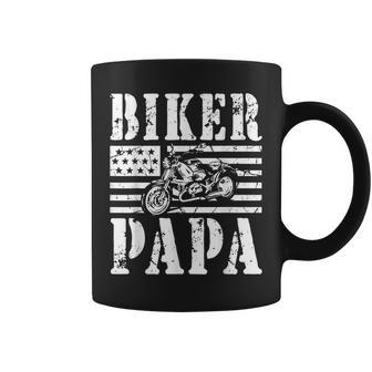 Vintage Papa Biker Papa Motorcycle Coffee Mug - Monsterry CA
