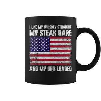 Vintage Patriotic Whiskey Steak Guns Freedom Whiskey Lover Coffee Mug - Monsterry