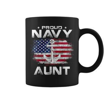 Vintage Proud Navy Aunt With American Flag Veteran Coffee Mug - Monsterry UK