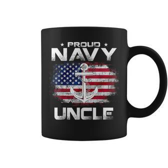 Vintage Proud Navy Uncle With American Flag Veteran Coffee Mug - Monsterry
