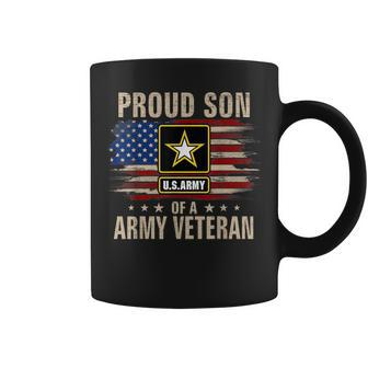 Vintage Proud Son Of A Army Veteran With American Flag Coffee Mug - Monsterry DE