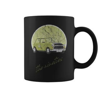Vintage Retro 90S Mini Yellow Car Distressed Graphic Coffee Mug - Monsterry