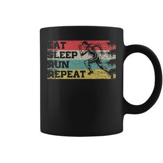 Vintage Retro Eat Sleep Run Repeat Running Runner Coffee Mug | Mazezy