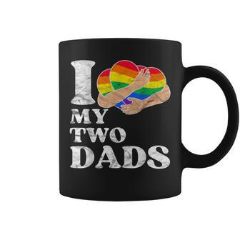 Vintage Retro I Love My Two Dads Gay Lgbtq Pride Month Coffee Mug - Seseable