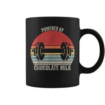 Vintage Retro Powered By Chocolate Milk Weight Lifting Coffee Mug - Monsterry