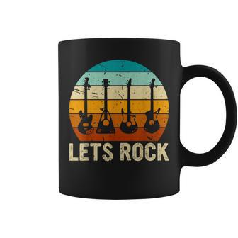 Vintage Retro Lets Rock Rock And Roll Guitar Music Coffee Mug - Seseable