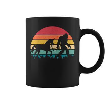 Vintage Retro Sunset Bigfoot Sasquatch Unicorn Believer Coffee Mug - Monsterry