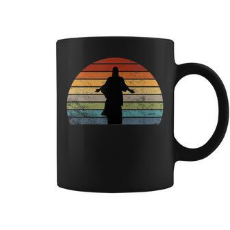 Vintage Retro Sunset Jesus Silhouette Coffee Mug - Monsterry