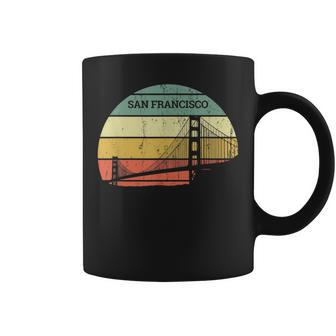 Vintage Retro Sunset San Francisco Golden Gate Bridge Coffee Mug - Monsterry