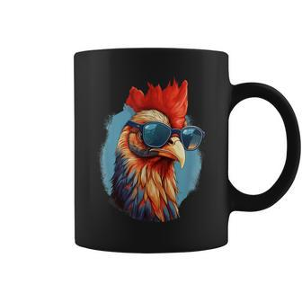 Vintage Rooster Chicken Sunglasses Coffee Mug - Monsterry
