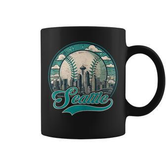 Vintage Seattle Baseball American Us Flag Coffee Mug - Seseable