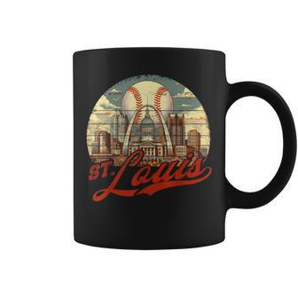 Vintage St Louis Skyline Gameday Retro Baseball Coffee Mug - Monsterry CA