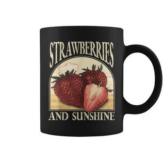 Vintage Strawberry Vegetarian Fruit Strawberries Vegan Coffee Mug - Monsterry