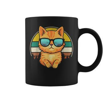 Vintage Style Orange Tabby Cat Friendly Wearing Sunglasses Coffee Mug | Mazezy AU