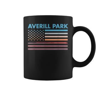 Vintage Sunset American Flag Averill Park New York Coffee Mug - Monsterry