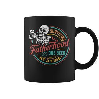 Vintage Surviving Fatherhood One Beer At A Time Coffee Mug - Monsterry DE
