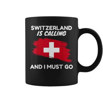 Vintage Switzerland Is Calling I Must Go Switzerland Flag Coffee Mug - Monsterry DE