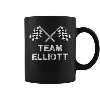 Vintage Team Elliott Family Name Checkered Flag Racing Coffee Mug - Seseable