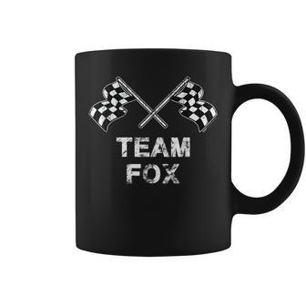 Vintage Team Fox Family Name Checkered Flag Racing Coffee Mug - Seseable