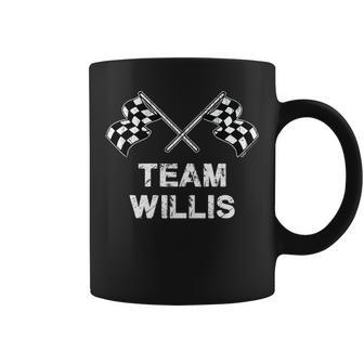 Vintage Team Willis Family Name Checkered Flag Racing Coffee Mug - Seseable