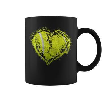 Vintage Tennis Ball Heart Valentines Day Boys Girls Kid Coffee Mug - Monsterry