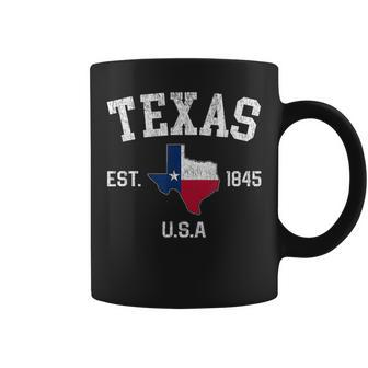 Vintage Texas Est 1845 Texas State Flag Map Texan Pride Coffee Mug - Thegiftio UK