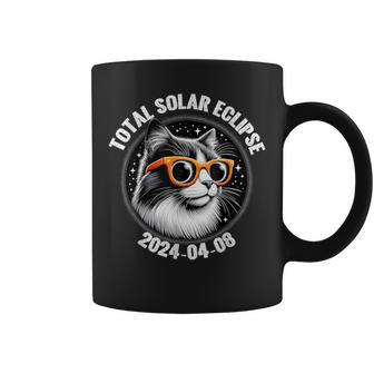 Vintage Total 2024 Eclipse Solar April 8 Eclipse Cats Feline Coffee Mug - Seseable