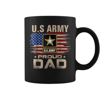 Vintage U S Army Proud Dad With American Flag Veteran Coffee Mug - Monsterry