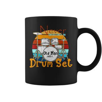 Vintage Never Underestimate An Old Man With A Drum Set Coffee Mug - Thegiftio UK