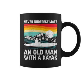 Vintage Never Underestimate An Old Man With A Kayak Kayaking Coffee Mug - Thegiftio UK