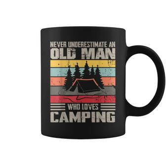 Vintage Never Underestimate An Old Man Who Loves Camping Coffee Mug - Monsterry