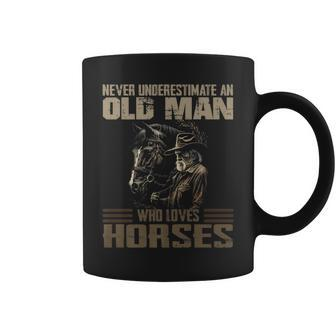 Vintage Never Underestimate An Old Man Who Loves Horses Cool Coffee Mug - Thegiftio UK