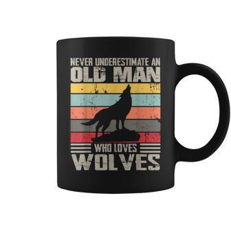 Vintage Never Underestimate An Old Man Who Loves Wolves Cute Coffee Mug - Thegiftio UK