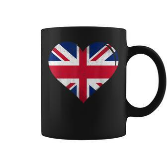 Vintage United Kingdom Flag Heart For England Coffee Mug - Monsterry