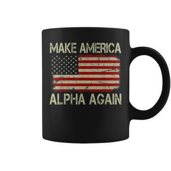 Vintage Us American Flag Make America Alpha Again Coffee Mug - Monsterry DE