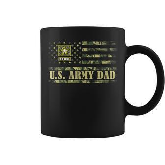 Vintage Us Army Dad With Camo American Flag Veteran Coffee Mug - Monsterry DE