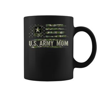 Vintage US Army Mom With Camo American Flag Veteran Coffee Mug - Monsterry DE