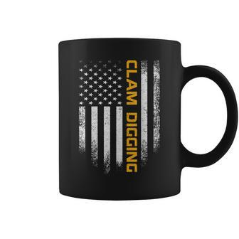 Vintage Usa American Flag Clams Clamming Clam Digging Digger Coffee Mug - Monsterry CA