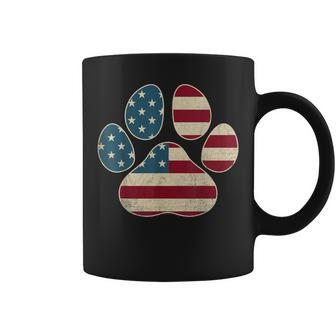 Vintage Usa Flag 4Th Of July Paw Print Patriotic Dog Lover Coffee Mug - Monsterry AU