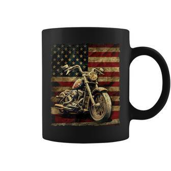 Vintage Usa Flag Motorcycle Retro Biker Mens Coffee Mug | Mazezy DE