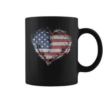 Vintage Usa Heart Shape American Flag Stylish Coffee Mug - Monsterry DE